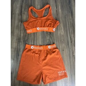 Ethika Orange Athletic Shorts and Sports Bra Set